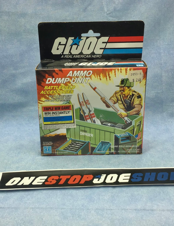 1985 VINTAGE ARAH G.I. JOE AMMO DUMP BATTLEFIELD ACCESSORIES TRIPLE WIN BOX ONLY