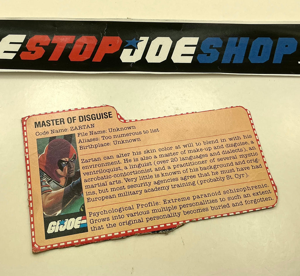 1984 VINTAGE ARAH ZARTAN V1 FILE CARD (s)
