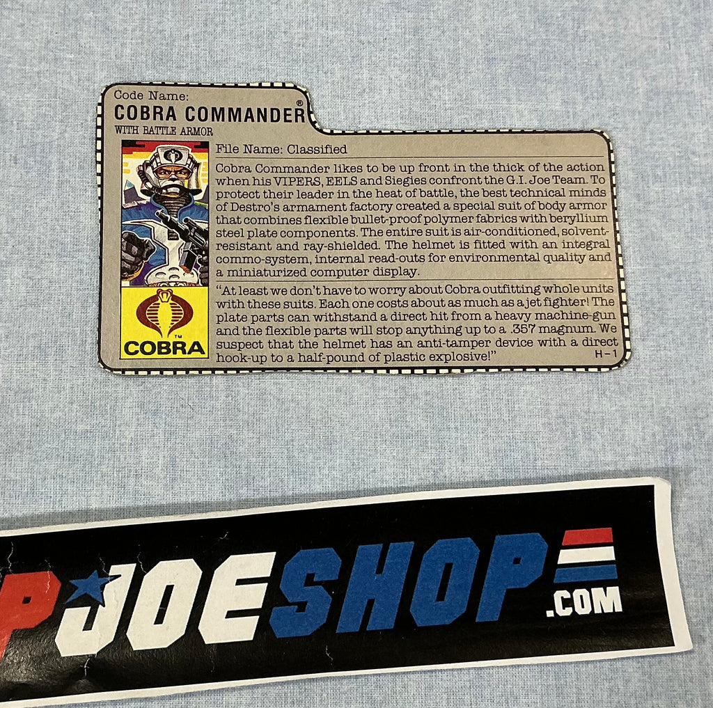1987 VINTAGE ARAH COBRA COMMANDER V3 FILE CARD (c)