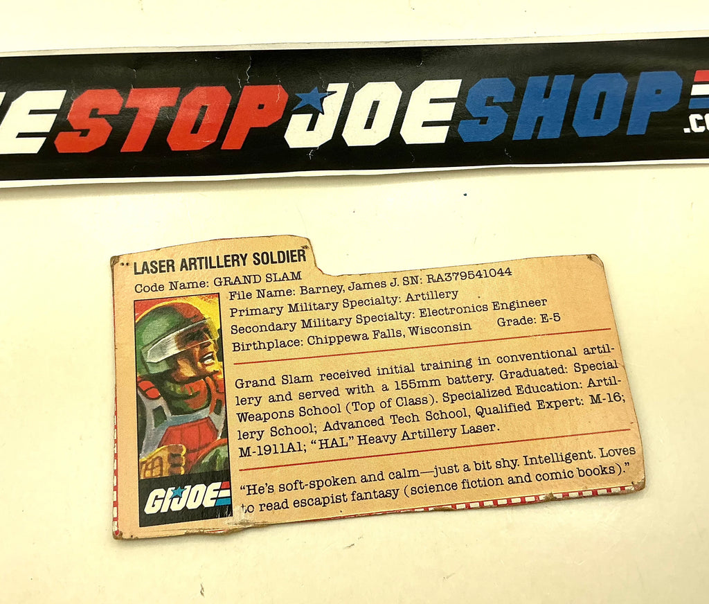 1982-83 VINTAGE ARAH G.I. JOE GRAND SLAM V1 FILE CARD (g)
