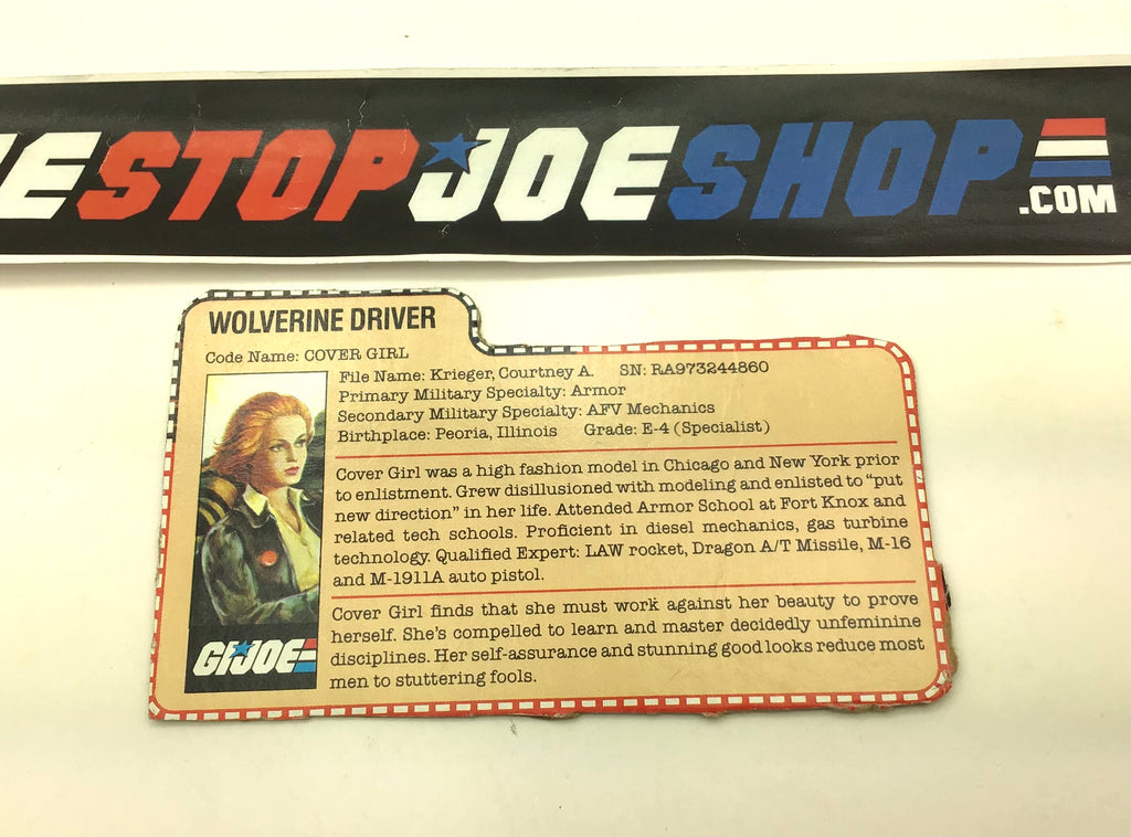 1983 VINTAGE ARAH G.I. JOE COVER GIRL V1 FILE CARD (d)