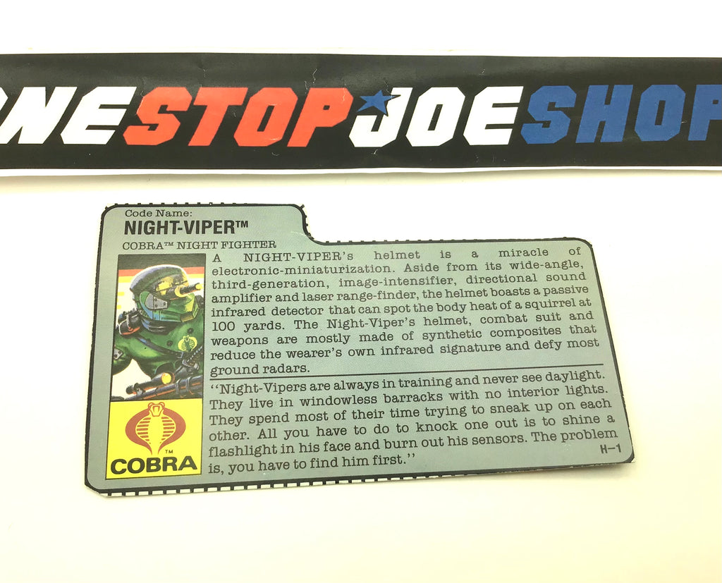 1989 VINTAGE ARAH NIGHT-VIPER V1 CAMO FACE PAINT OFFER FILE CARD (c)