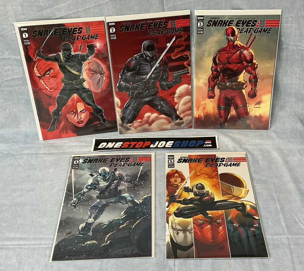 IDW PUBLISHING G.I. JOE: SNAKE EYES DEADGAME (2020-2021) ISSUES #1-5 COMPLETE SERIES SET [COVER B LIEFELD] COMIC BOOK BUNDLE
