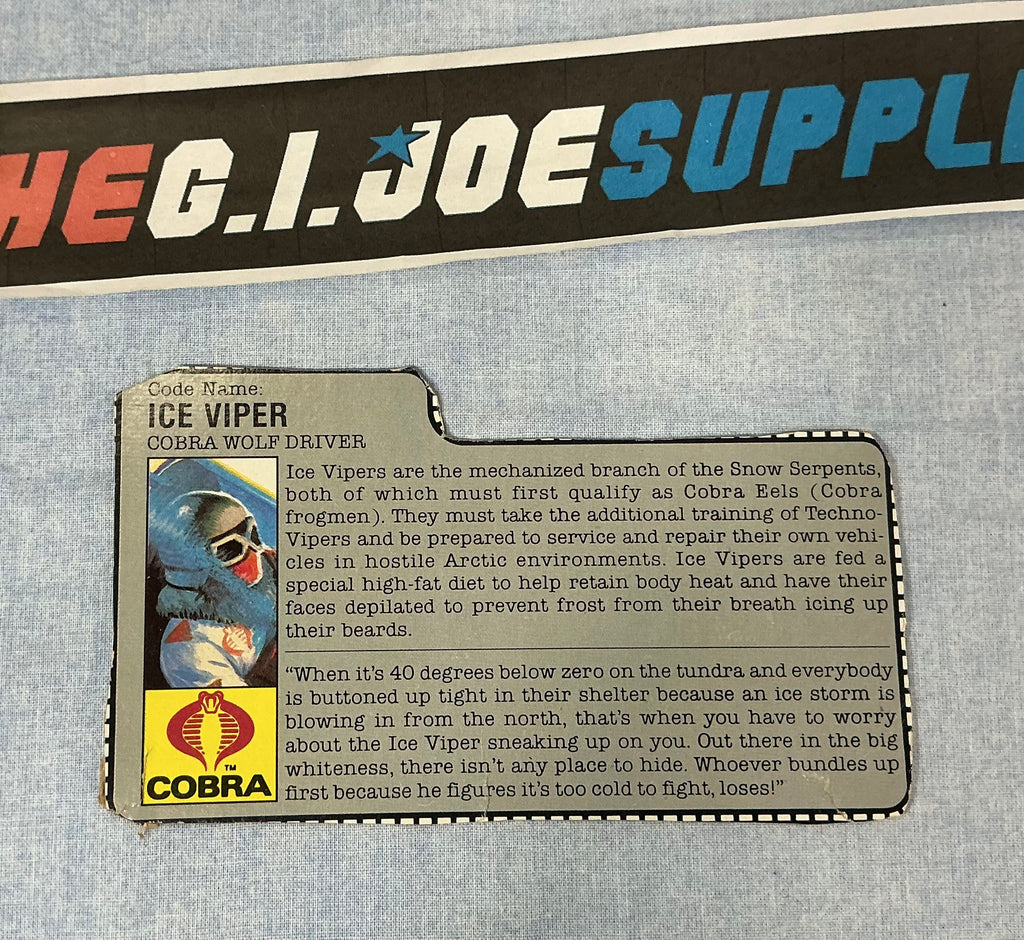 1987 VINTAGE ARAH ICE VIPER V1 FILE CARD (g)