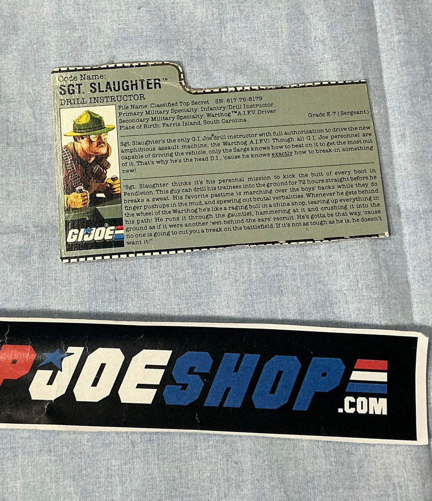 1988 VINTAGE ARAH SGT. SLAUGHTER V3 FILE CARD (d)