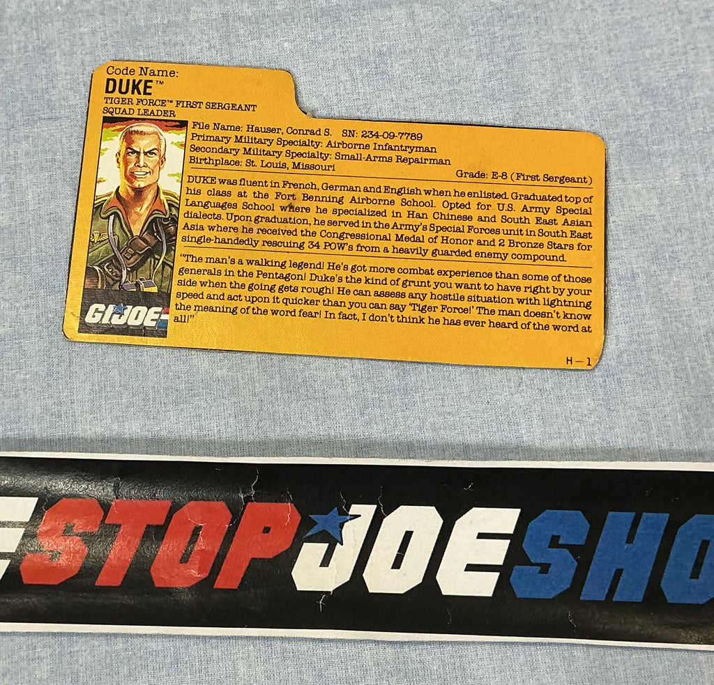 1988 VINTAGE ARAH G.I. JOE DUKE V2 FILE CARD (e)