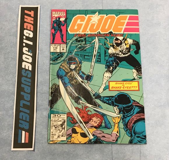 MARVEL COMICS G.I. JOE A REAL AMERICAN HERO (1982-1994) ISSUE #119 COMIC BOOK DECEMBER 1991 DIRECT EDITION