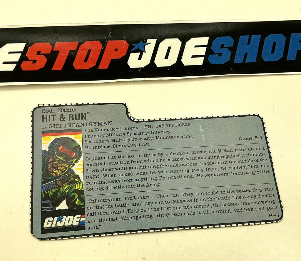 1988 VINTAGE ARAH HIT & RUN V1 FILE CARD (e)