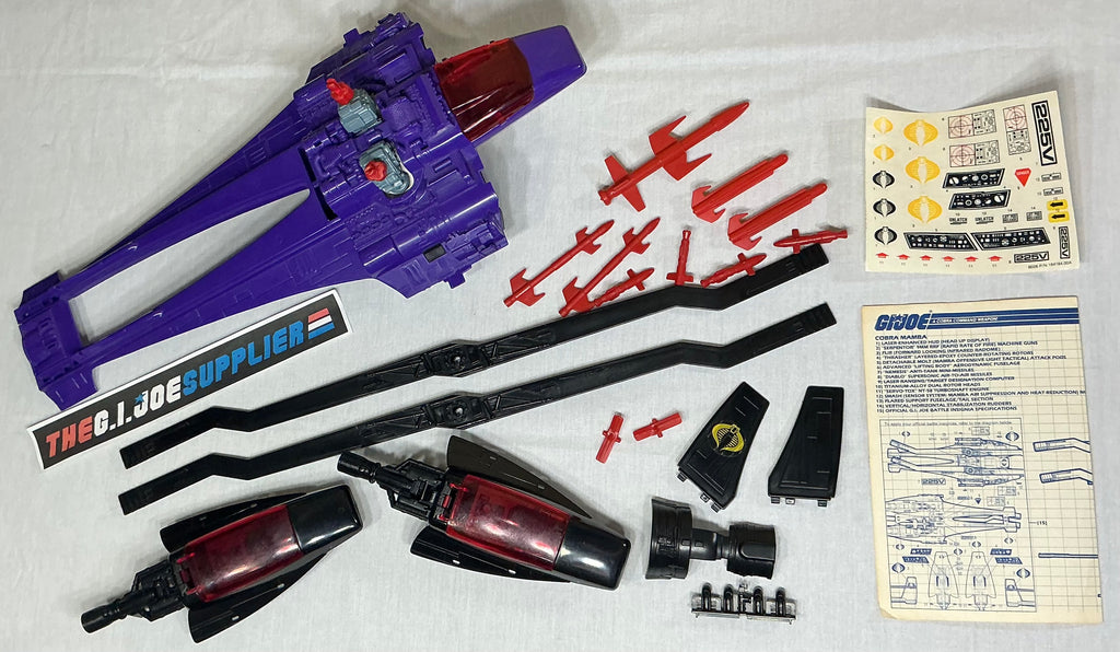1987 VINTAGE ARAH G.I. JOE COBRA MAMBA VEHICLE ONLY LOOSE 100% COMPLETE UNUSED DECAL SHEET