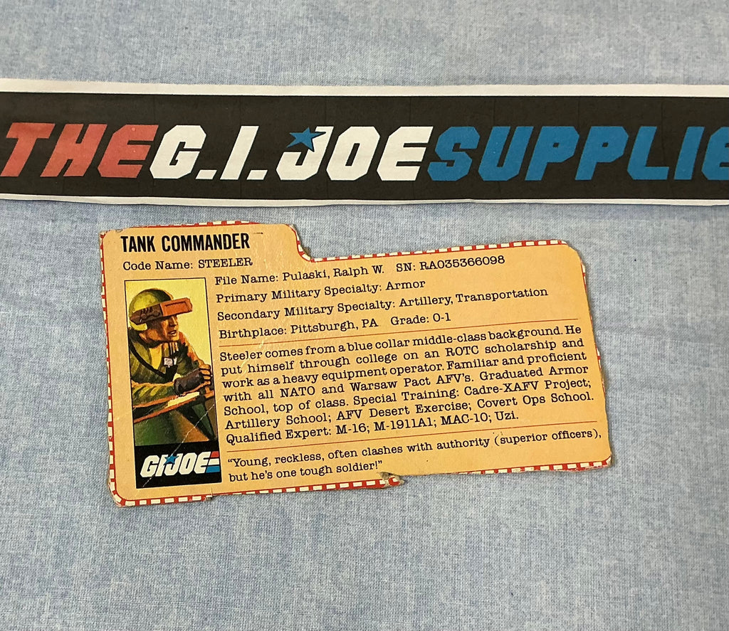 1982-83 VINTAGE ARAH G.I. JOE STEELER V1 FILE CARD (l)