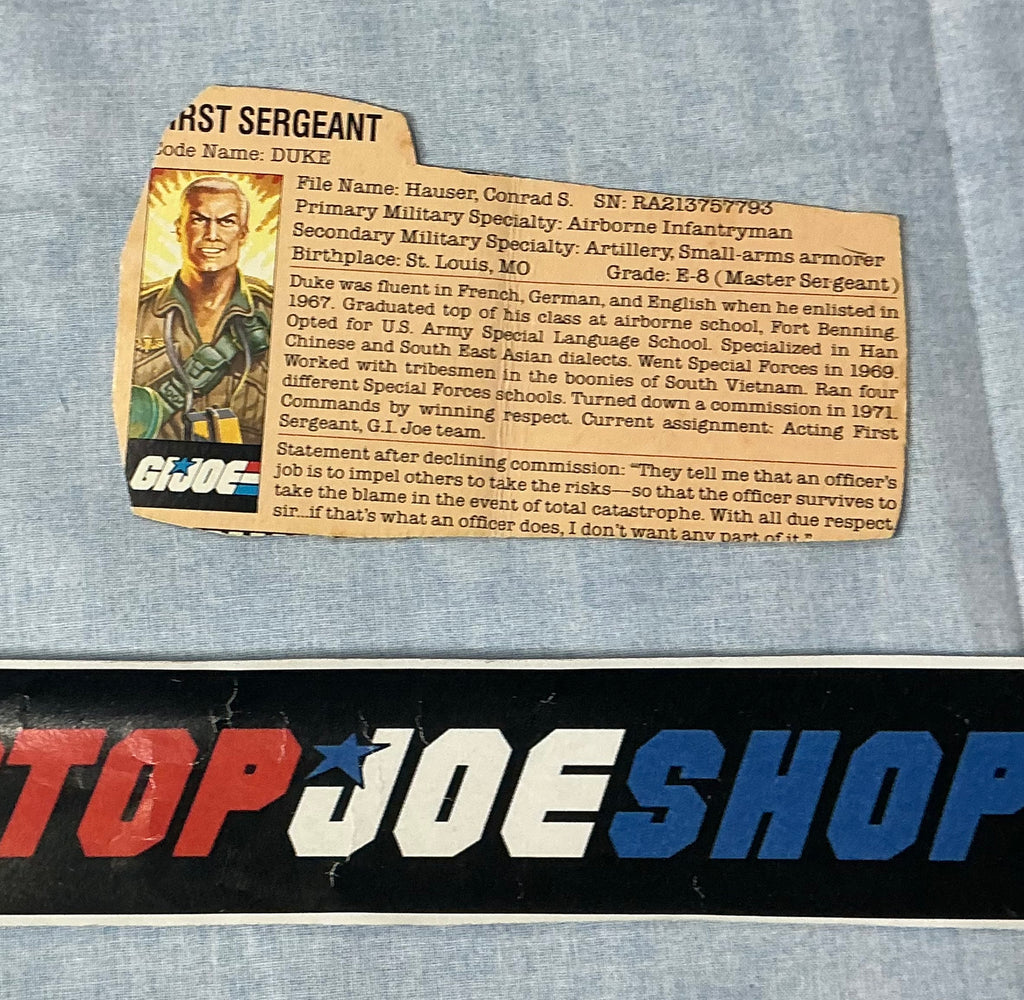 1984 VINTAGE ARAH G.I. JOE DUKE V1 FILE CARD (h)
