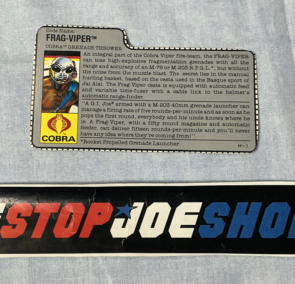 1989 VINTAGE ARAH FRAG-VIPER V1 FILE CARD (e)