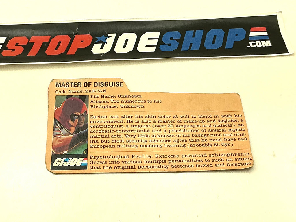 1984 VINTAGE ARAH ZARTAN V1 FILE CARD (r)
