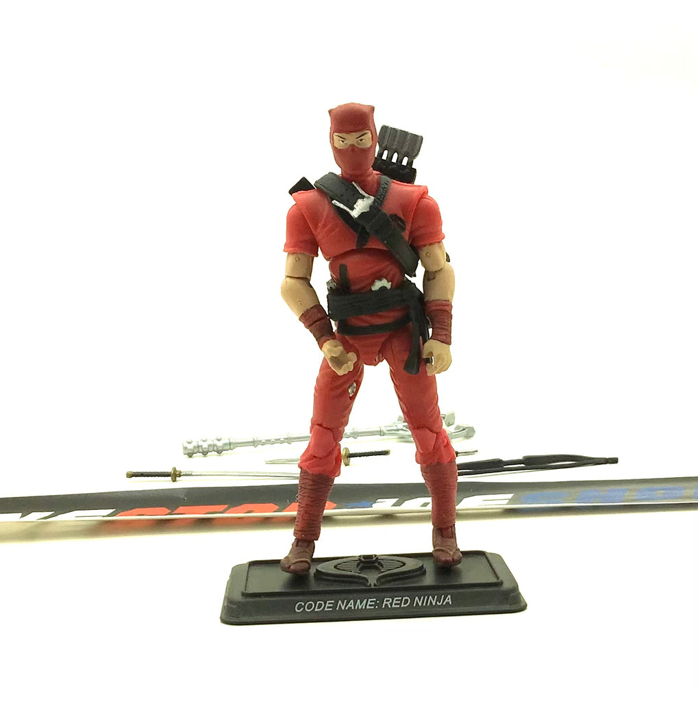 2007 25TH ANNIVERSARY G.I. JOE COBRA RED NINJA V2 WAVE 3 LOOSE 100% COMPLETE NO F/C