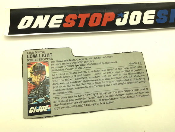 1986 VINTAGE ARAH LOW LIGHT V1 SLAUGHTER OFFER FILE CARD (g)