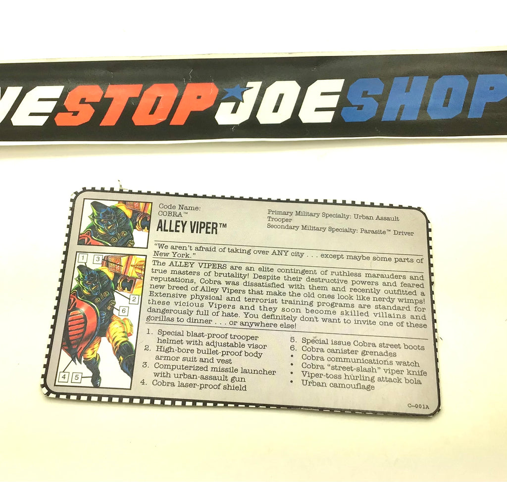 1993 VINTAGE ARAH ALLEY VIPER V2 FILE CARD (c)