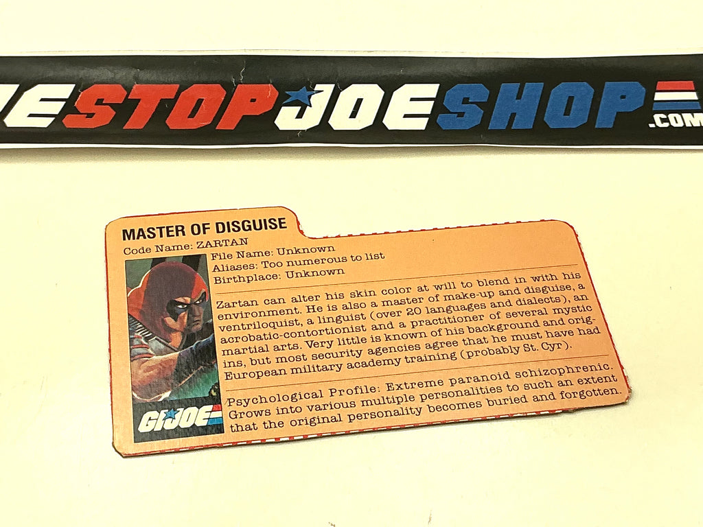 1984 VINTAGE ARAH ZARTAN V1 FILE CARD (q)