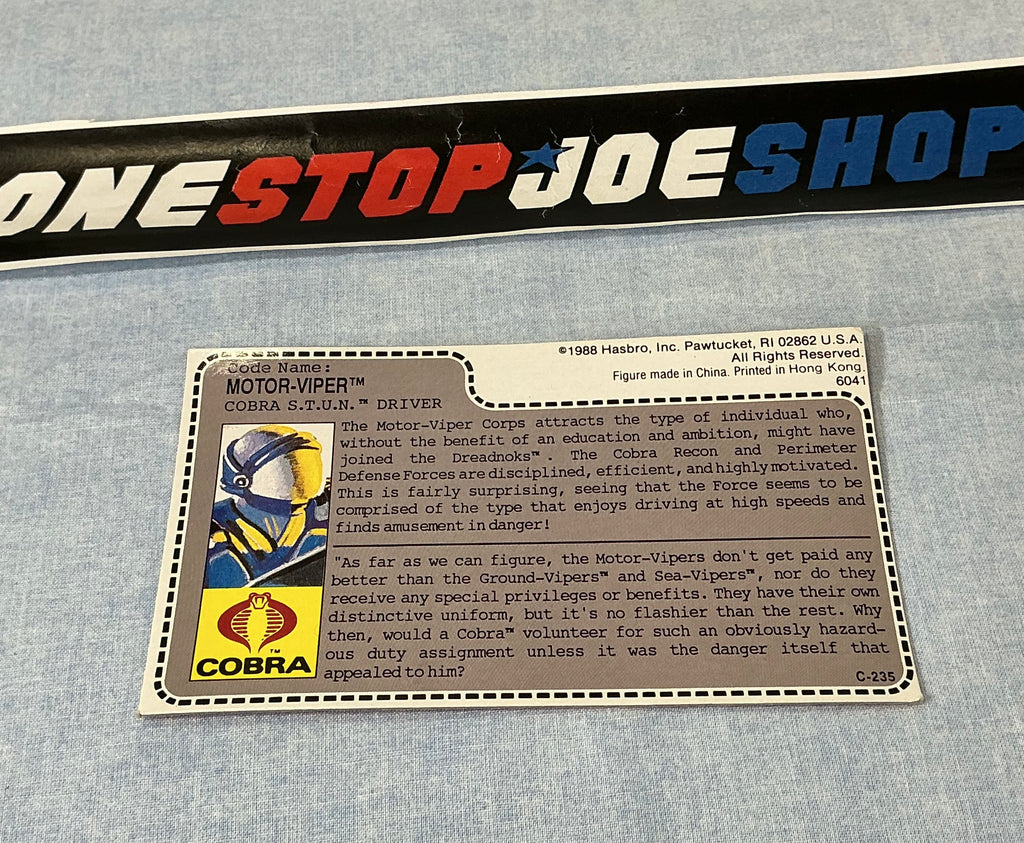 1986 VINTAGE ARAH MOTOR VIPER V1 RED BACK FILE CARD UNCUT