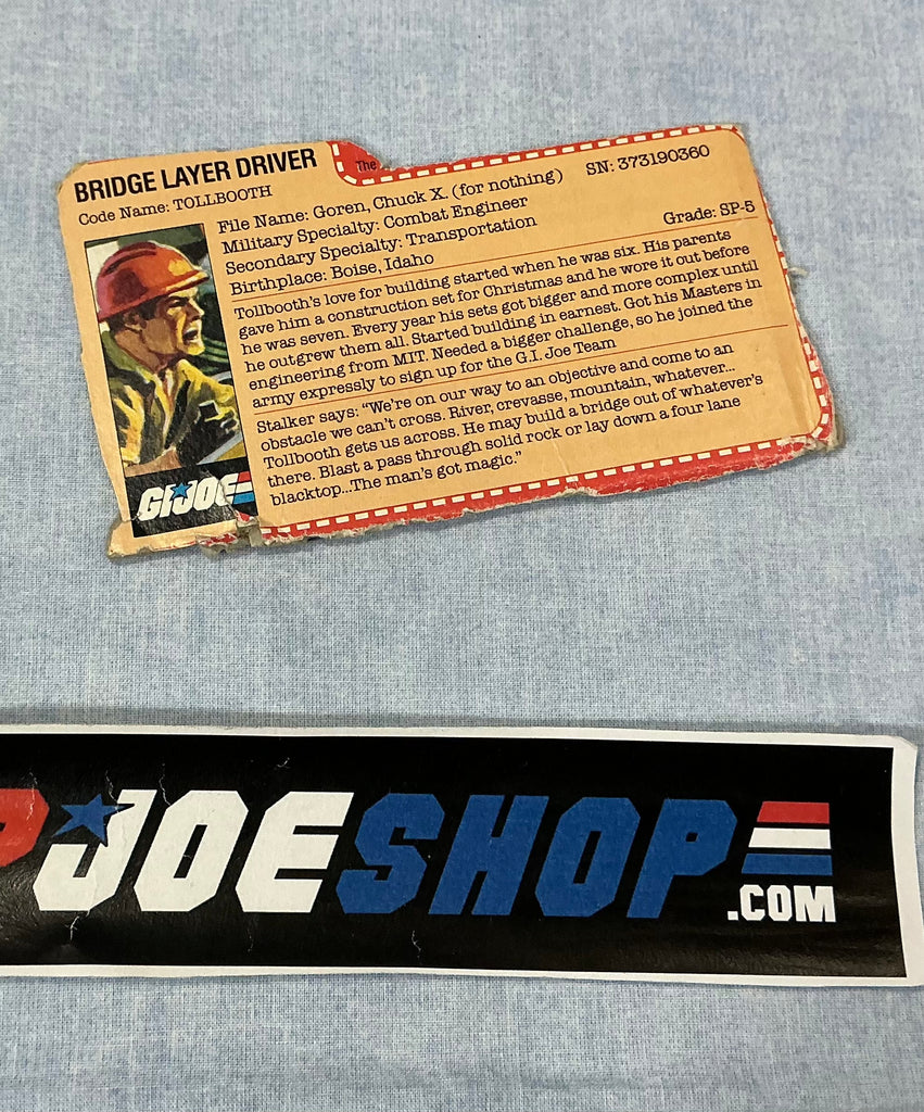 1985 VINTAGE ARAH TOLLBOOTH V1 FILE CARD (h)