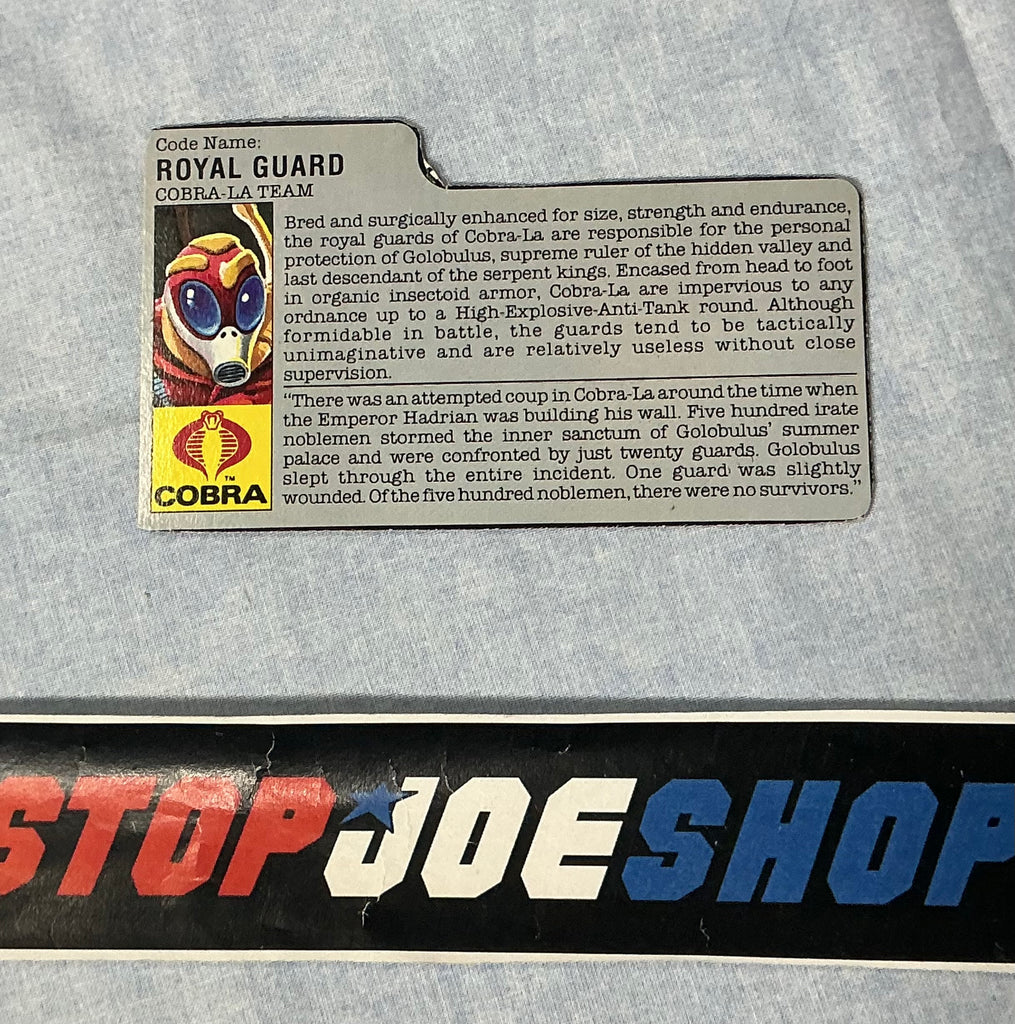 1987 VINTAGE ARAH ROYAL GUARD V1 FILE CARD (g)