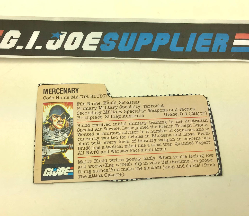 1983 VINTAGE ARAH COBRA MAJOR BLUDD V1 FILE CARD (g)