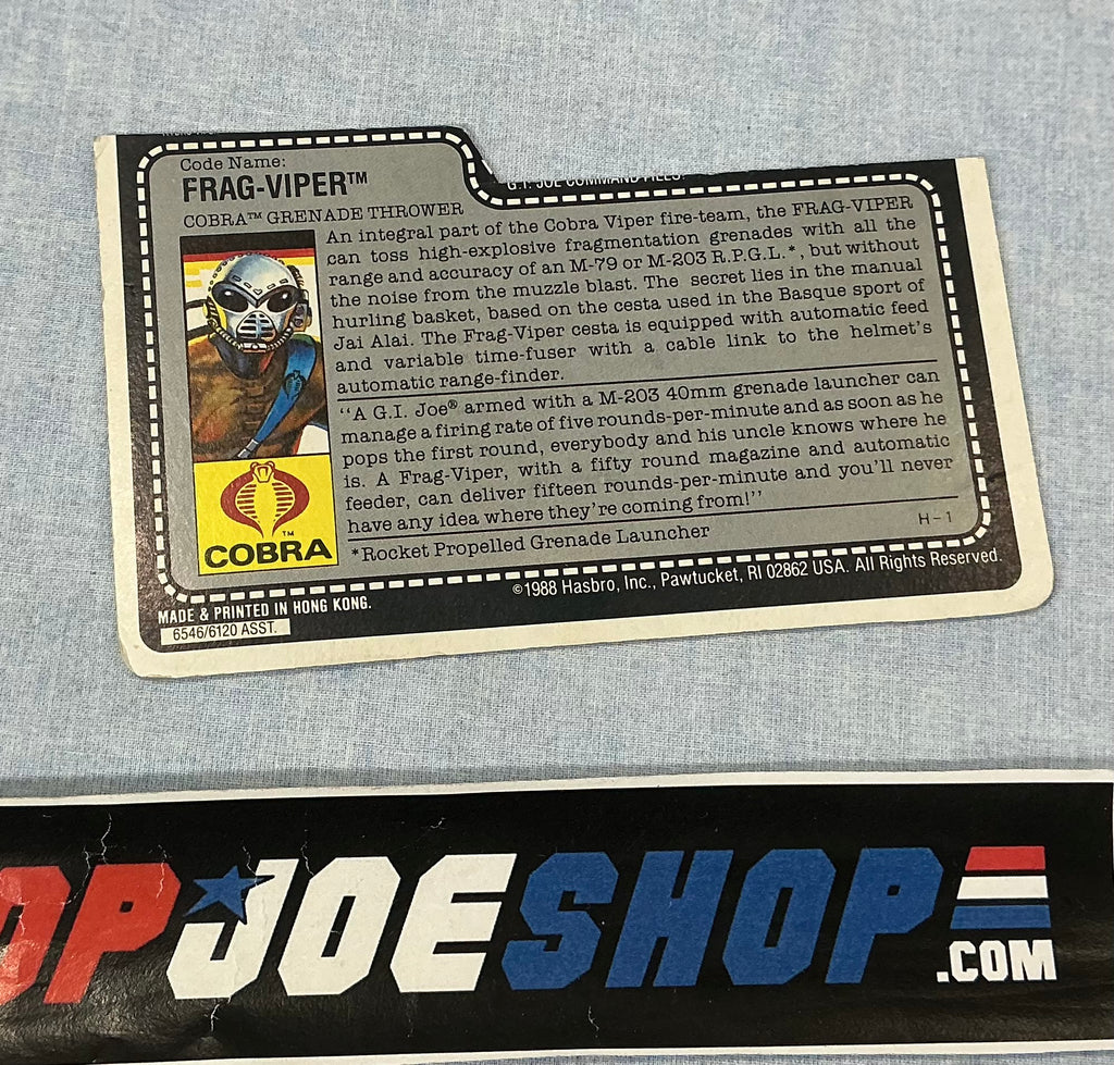1989 VINTAGE ARAH FRAG-VIPER V1 CAMO FACE PAINT OFFER FILE CARD (b)