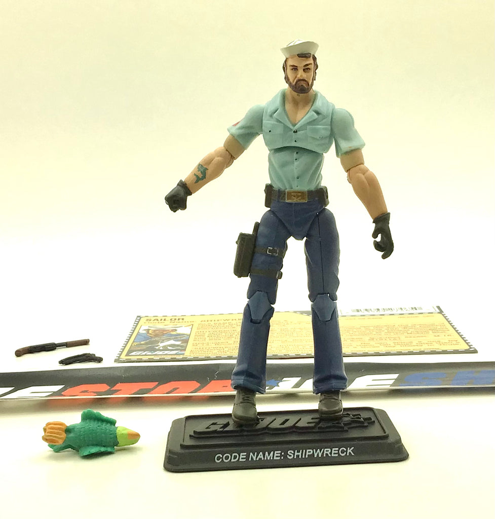 2007 25TH ANNIVERSARY G.I. JOE SHIPWRECK V11 SHARK TATTOO VARIANT WAVE 3 LOOSE 100% COMPLETE + F/C