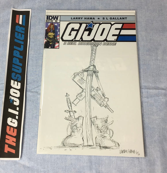 IDW PUBLISHING G.I. JOE A REAL AMERICAN HERO (2010-2022) ISSUE #215 [SKETCH ART COVER RI 1:10 GALLANT] DEATH OF SNAKE EYES PART 4 COMIC BOOK JUNE 2015 HIGH GRADE