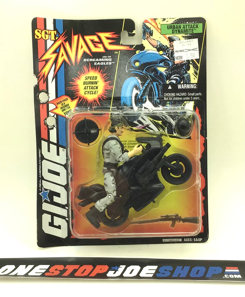 1995 VINTAGE G.I. JOE SGT. SAVAGE & THE SCREAMING EAGLES DYNAMITE V2 URBAN ATTACK W/ CYCLE NEW SEALED