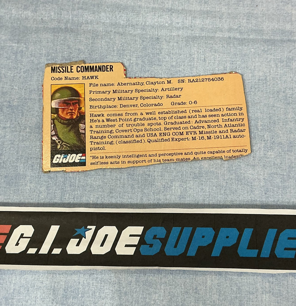 1982-83 VINTAGE ARAH G.I. JOE HAWK V1 FILE CARD (d)
