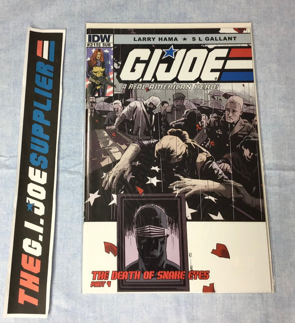 IDW PUBLISHING G.I. JOE A REAL AMERICAN HERO (2010-2022) ISSUE #215 [COVER SUB GALLANT] DEATH OF SNAKE EYES PART 4 COMIC BOOK JUNE 2015 HIGH GRADE