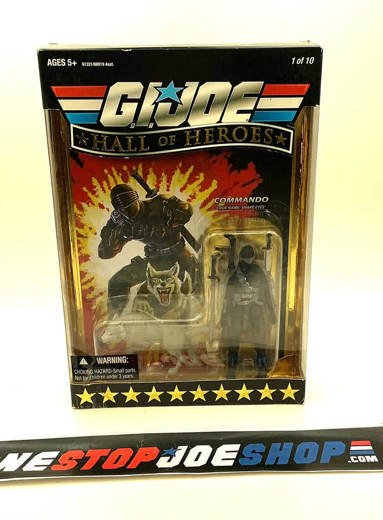 2009 25TH ANNIVERSARY G.I. JOE SNAKE EYES W/ TIMBER V41 HALL OF HEROES 1 OF 10 INTERNET EXCLUSIVE FIGURE CARD W/ BLEMISHED OUTER PACKAGING NEW SEALED