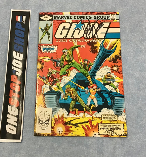 MARVEL COMICS G.I. JOE A REAL AMERICAN HERO ISSUE #1 COMIC BOOK DIRECT EDITION JUNE 1982 1ST PRINT SIGNED BY ARTIST HERB TRIMPE