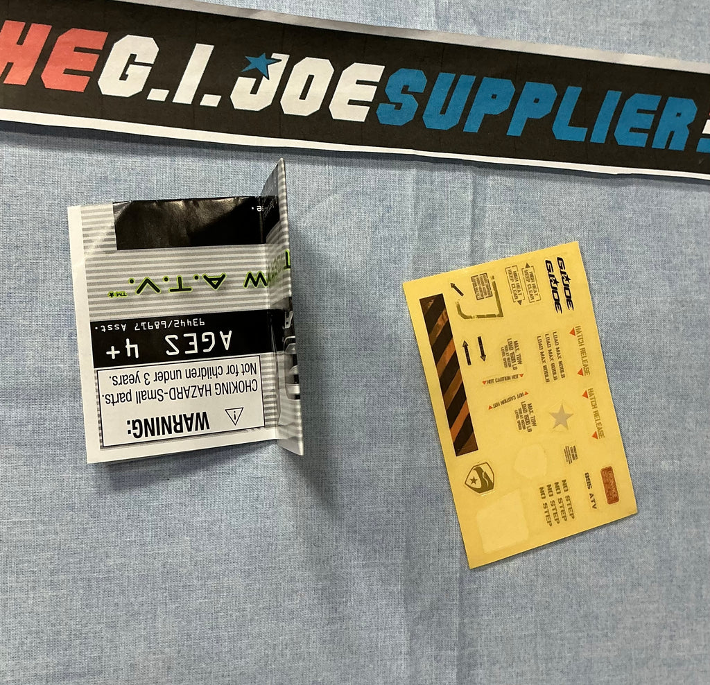 2009 ROC G.I. JOE TIGER CLAW A.T.V. VEHICLE DECAL STICKER SHEET & BLUEPRINTS