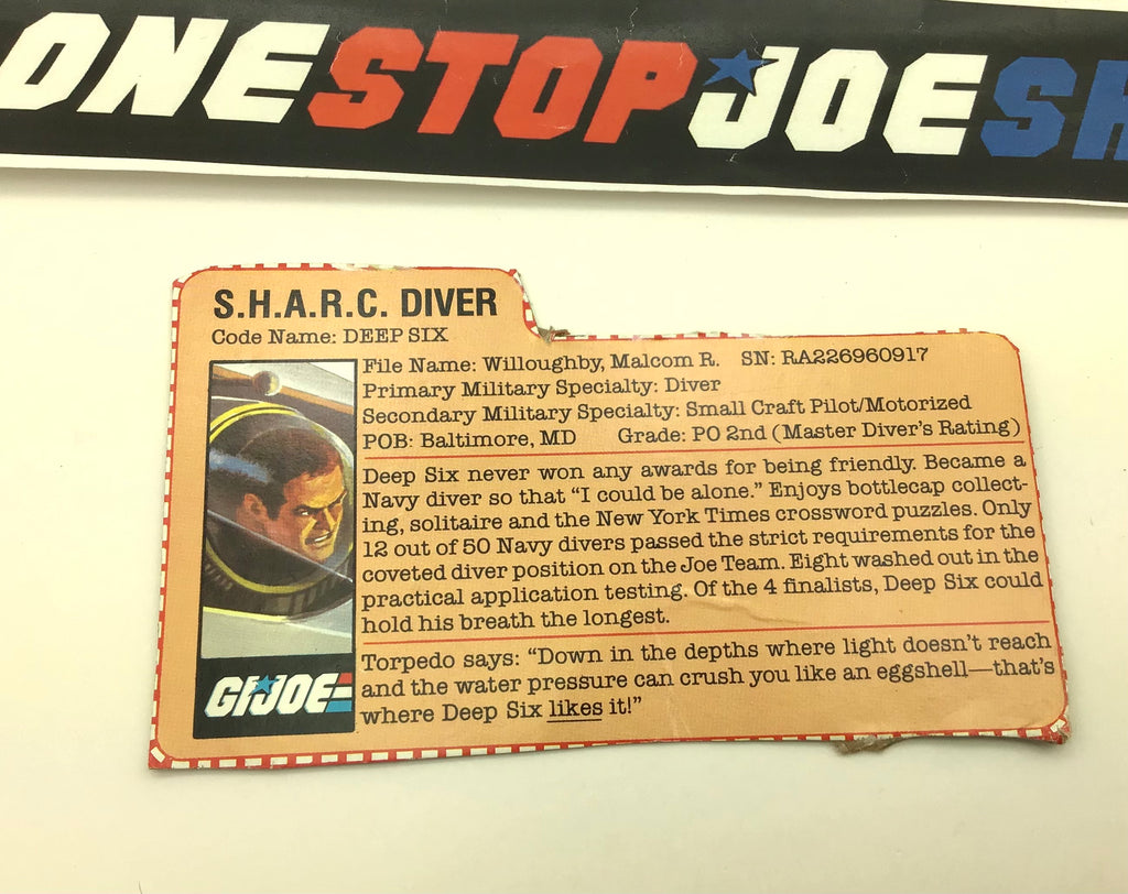 1984 VINTAGE ARAH DEEP SIX V1 FILE CARD (i)