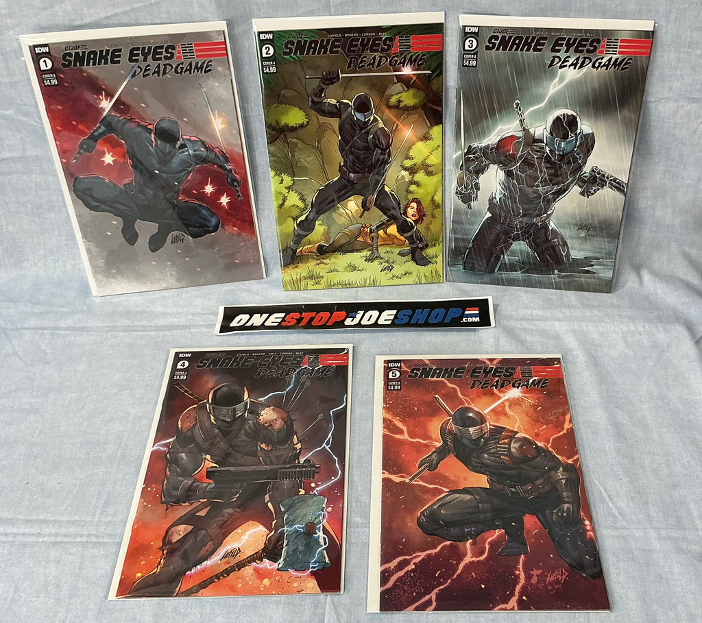 IDW PUBLISHING G.I. JOE: SNAKE EYES DEADGAME (2020-2021) ISSUES #1-5 COMPLETE SERIES SET [COVER A LIEFELD] COMIC BOOK BUNDLE