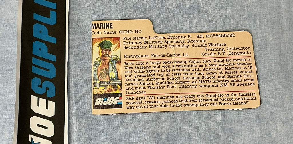 1983 VINTAGE ARAH G.I. JOE GUNG HO V1 FILE CARD (o)