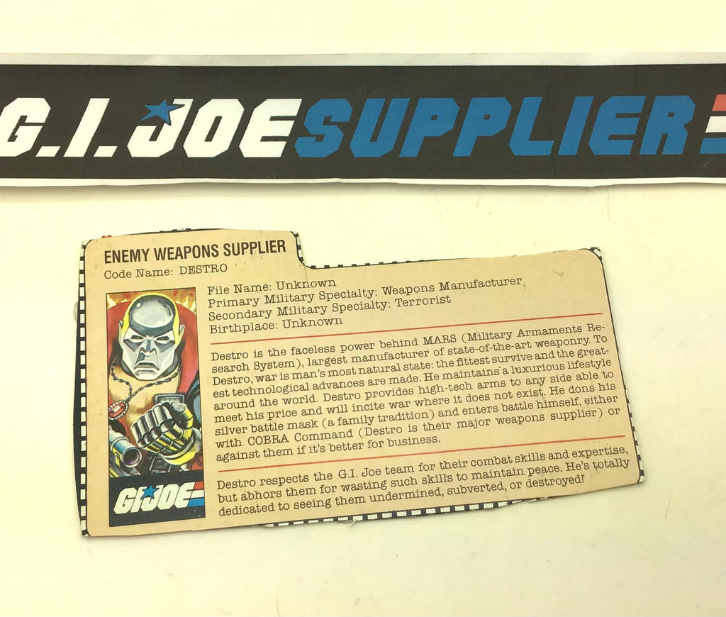 1983 VINTAGE ARAH COBRA DESTRO V1 FILE CARD (n)