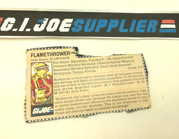 1984 VINTAGE ARAH BLOWTORCH V1 FILE CARD (k)