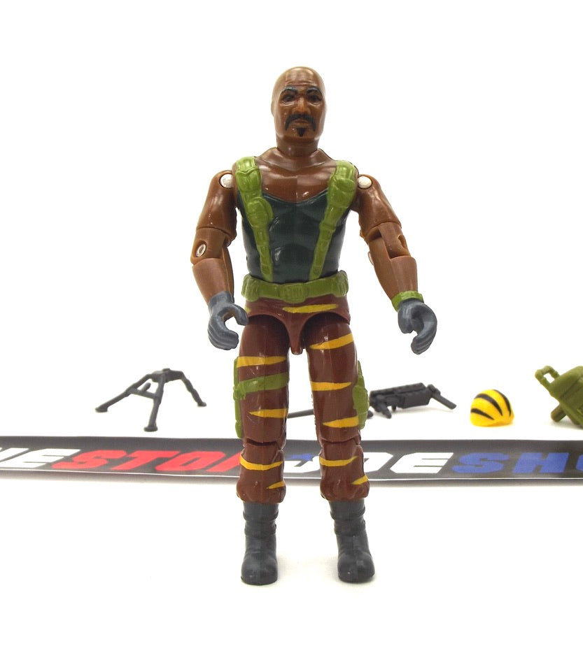 1988 VINTAGE ARAH G.I. JOE ROADBLOCK V3 TIGER FORCE HEAVY MACHINE GUNNER LOOSE 100% COMPLETE (a)