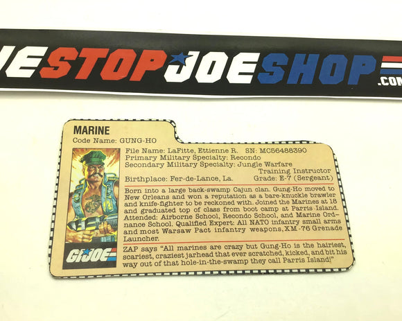 1983 VINTAGE ARAH G.I. JOE GUNG HO V1 FILE CARD (f)