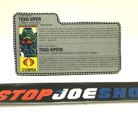 1988 VINTAGE ARAH TOXO-VIPER V1 FRENCH CANADIAN FILE CARD
