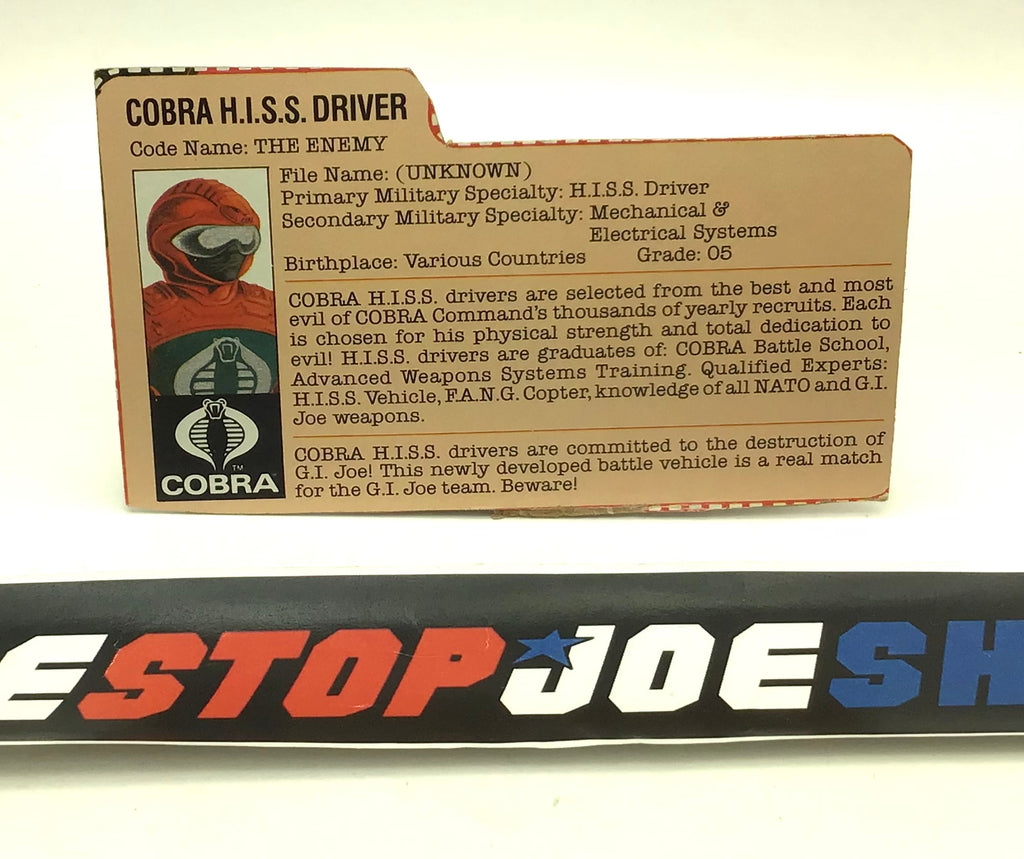 1983 VINTAGE ARAH COBRA H.I.S.S. HISS TANK DRIVER V1 FILE CARD (h)