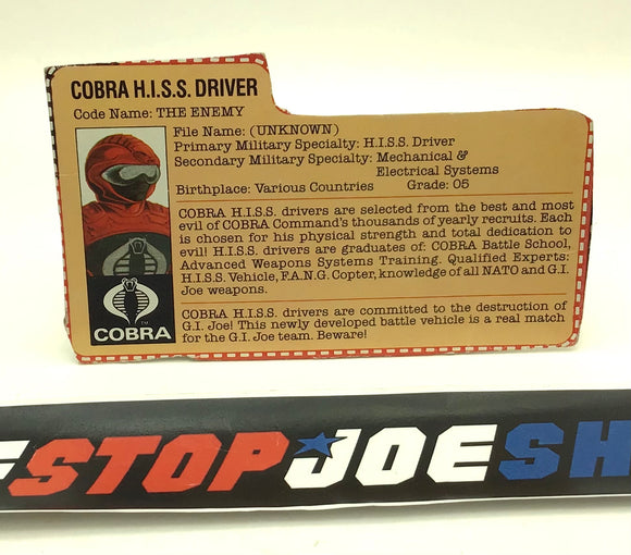 1983 VINTAGE ARAH COBRA H.I.S.S. HISS TANK DRIVER V1 FILE CARD (f)
