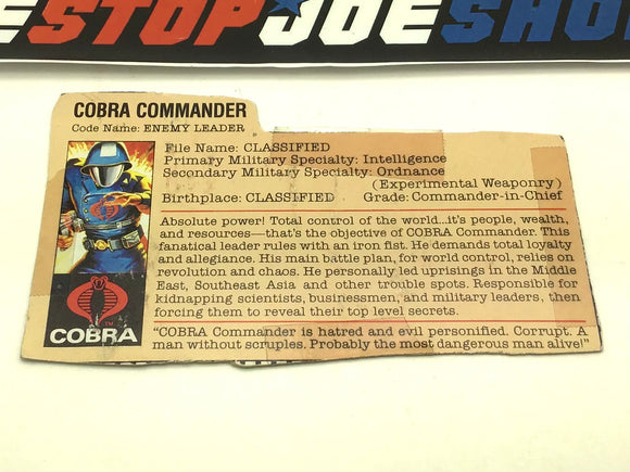 1982 1983 VINTAGE ARAH COBRA COMMANDER V1.5 FILE CARD (b)