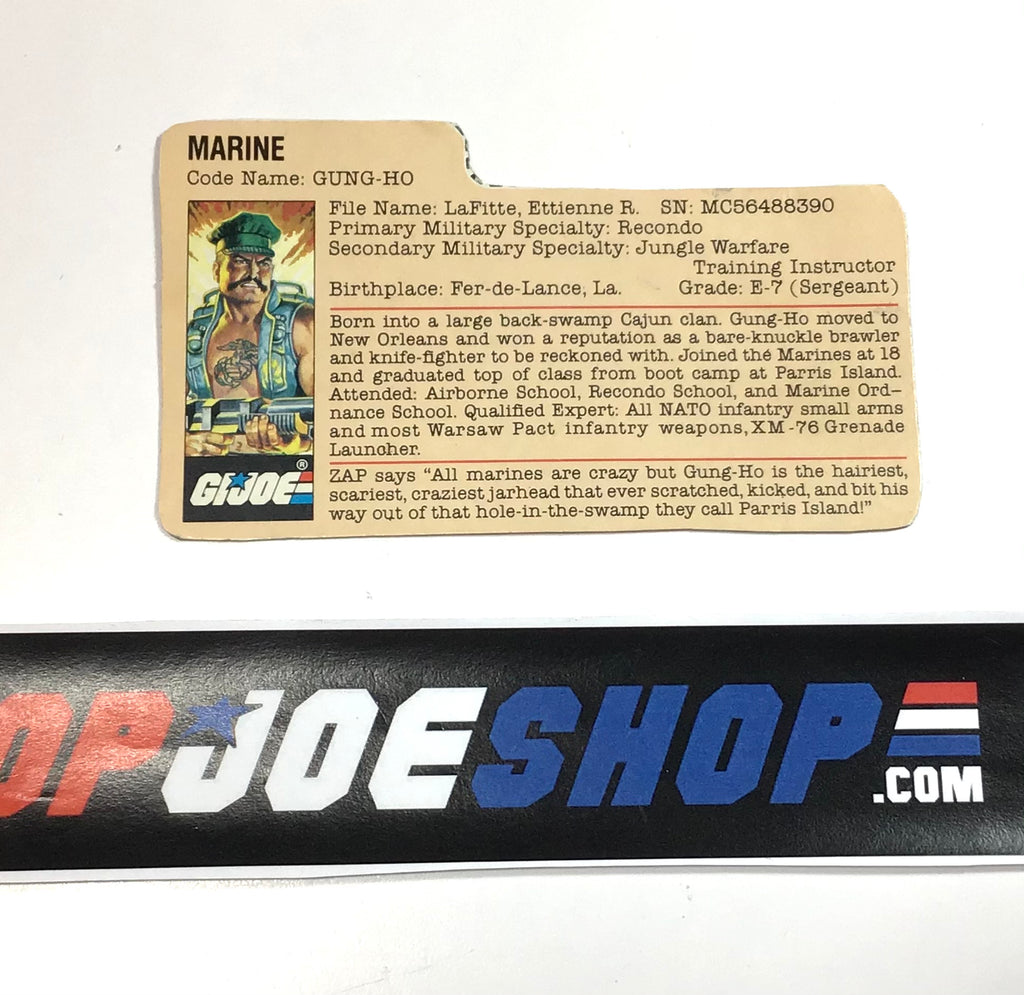1983 VINTAGE ARAH G.I. JOE GUNG HO V1 RED BACK FILE CARD