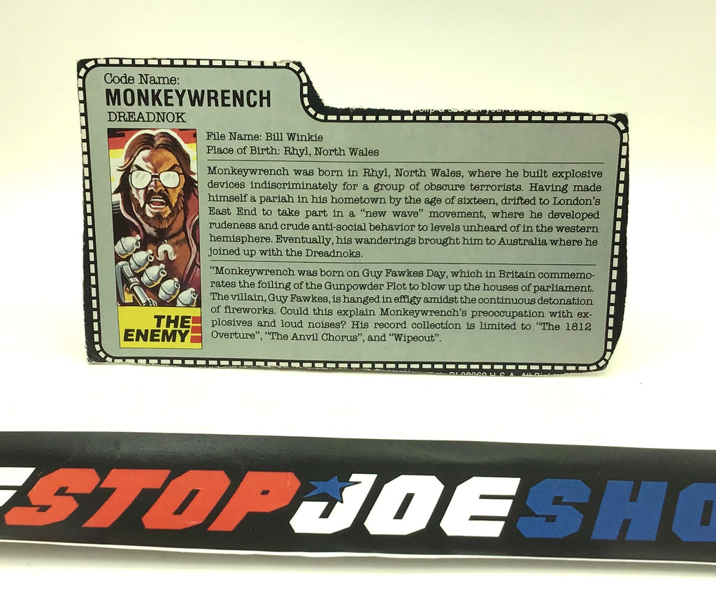 1986 VINTAGE ARAH MONKEYWRENCH V1 FILE CARD (h)