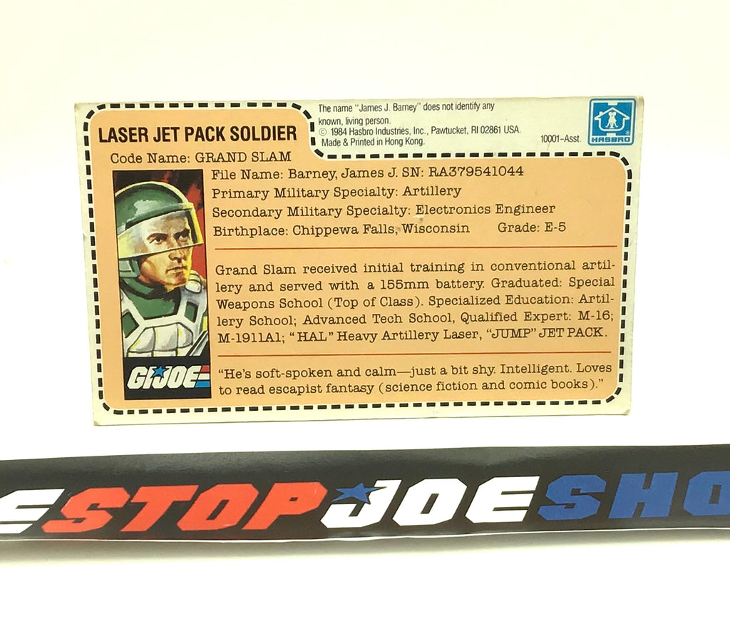 1983 VINTAGE ARAH G.I. JOE GRAND SLAM V1 UNCUT RED BACK FILE CARD