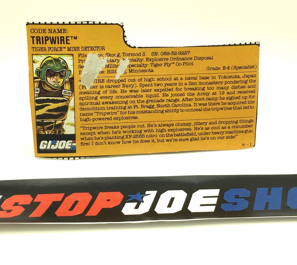 1988 VINTAGE ARAH G.I. JOE TRIPWIRE V3 FILE CARD (b)