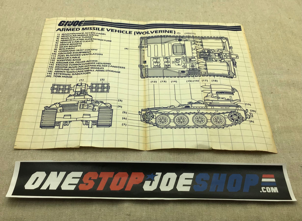 1983 VINTAGE ARAH WOLVERINE VEHICLE BLUEPRINTS